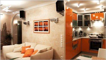 Design camera de interior living bucătărie într-o  Hrușciov 