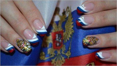 Manichiura cu steagul Rusiei - Idei de design pentru patrioti reali