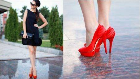 Pantofi roșii și rochie neagră