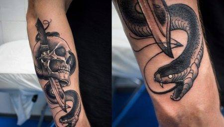 Valoarea șarpelui cu pumnalul din tatuaj și schițe